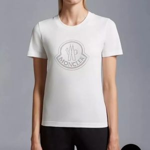 NEW MONCLER Short Sleeve T-shirt Cotton White Crystal Shirt M